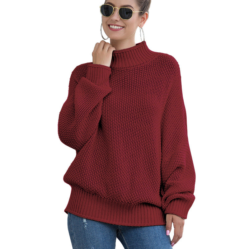 Cardiff Chunky Ribbed Turtleneck in burgundy