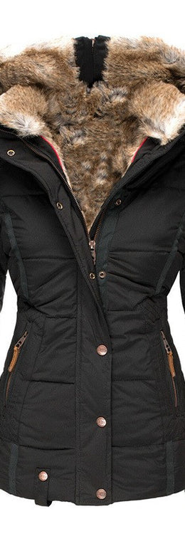Aurore Fur-Trim Hooded Parka in black