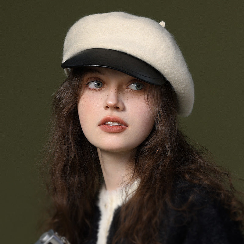 Bexley Wool Baker Boy Cap in cream