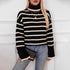 Bramble Striped Knit Pullover in black and white