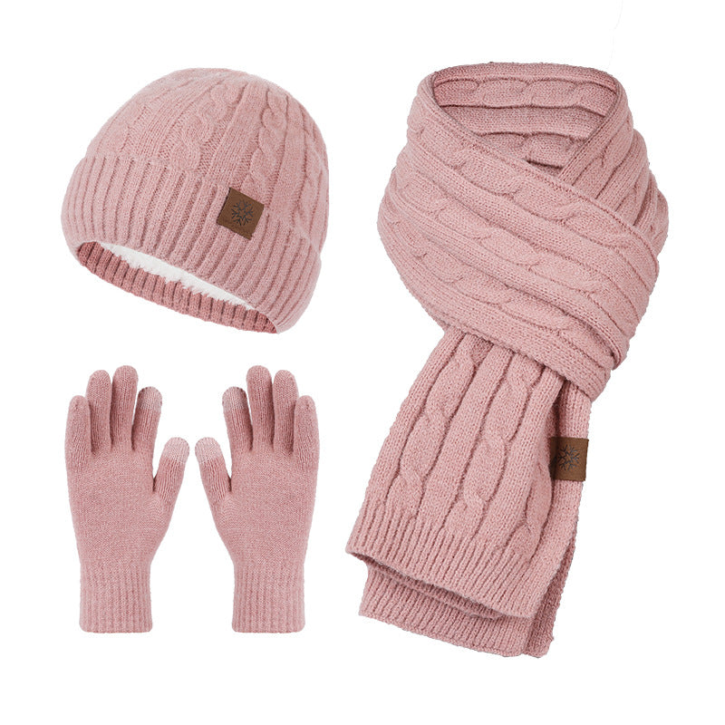 Aurelie 3-Piece Hat, Scarf and Glove Set in blush
